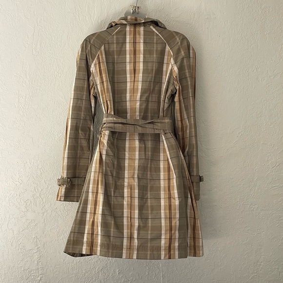 Banana Republic Plaid Trench Coat Sz M - Picture 7 of 7